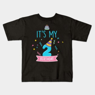 Kids Sweet donut It's My 2nd Birthday Shirt 2 Years Old Gift Kids T-Shirt